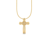 1.50Ct Round Cut Moissanite Women Cross Pendant 14K White Gold Plated